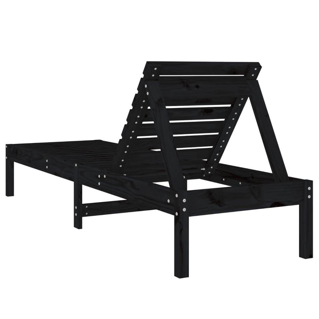 Ligbedden 2 st 199,5x60x74 cm massief grenenhout zwart is nu te koop bij PeponiXL, paradijselijk wonen!
