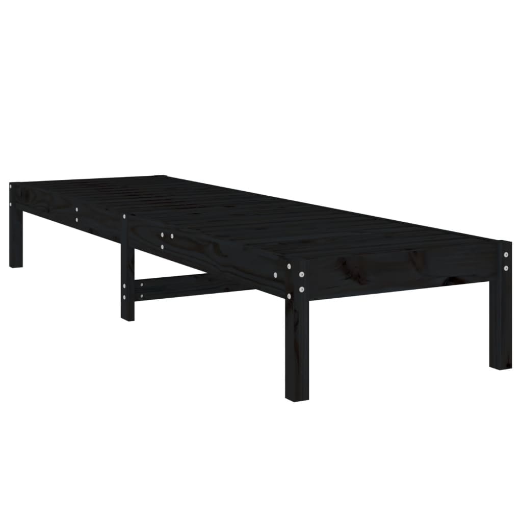 Ligbedden 2 st 199,5x60x74 cm massief grenenhout zwart is nu te koop bij PeponiXL, paradijselijk wonen!