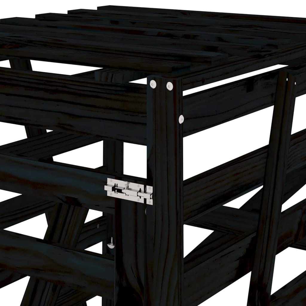 Containerberging 84x90x128,5 cm massief grenenhout zwart is nu te koop bij PeponiXL, paradijselijk wonen!