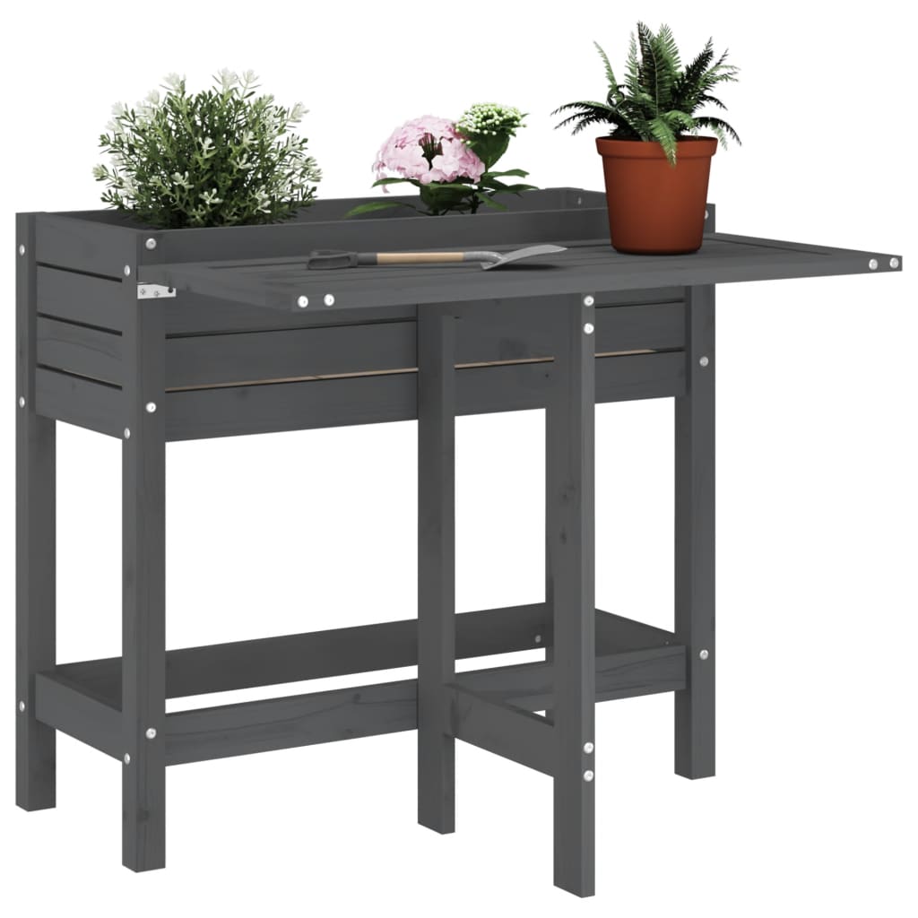 Plantenbak met inklapbaar tafelblad massief grenenhout grijs is nu te koop bij PeponiXL, paradijselijk wonen!