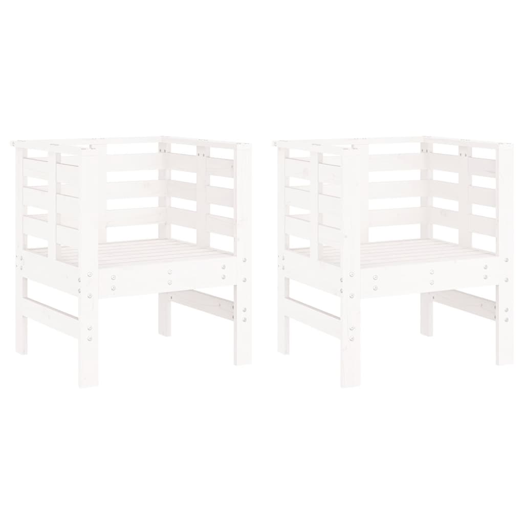 Tuinstoelen 2 st 61,5x53x71 cm massief grenenhout wit is nu te koop bij PeponiXL, paradijselijk wonen!