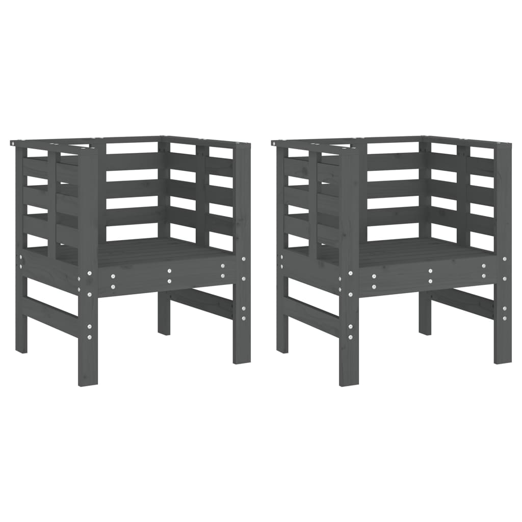 Tuinstoelen 2 st 61,5x53x71 cm massief grenenhout grijs is nu te koop bij PeponiXL, paradijselijk wonen!