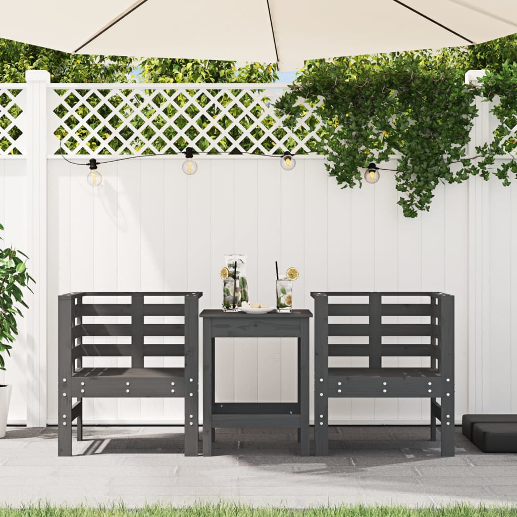Tuinstoelen 2 st 61,5x53x71 cm massief grenenhout grijs is nu te koop bij PeponiXL, paradijselijk wonen!