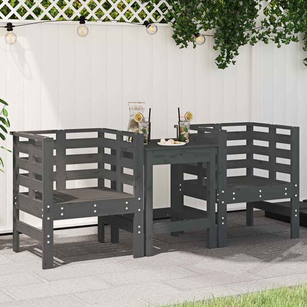 Tuinstoelen 2 st 61,5x53x71 cm massief grenenhout grijs is nu te koop bij PeponiXL, paradijselijk wonen!