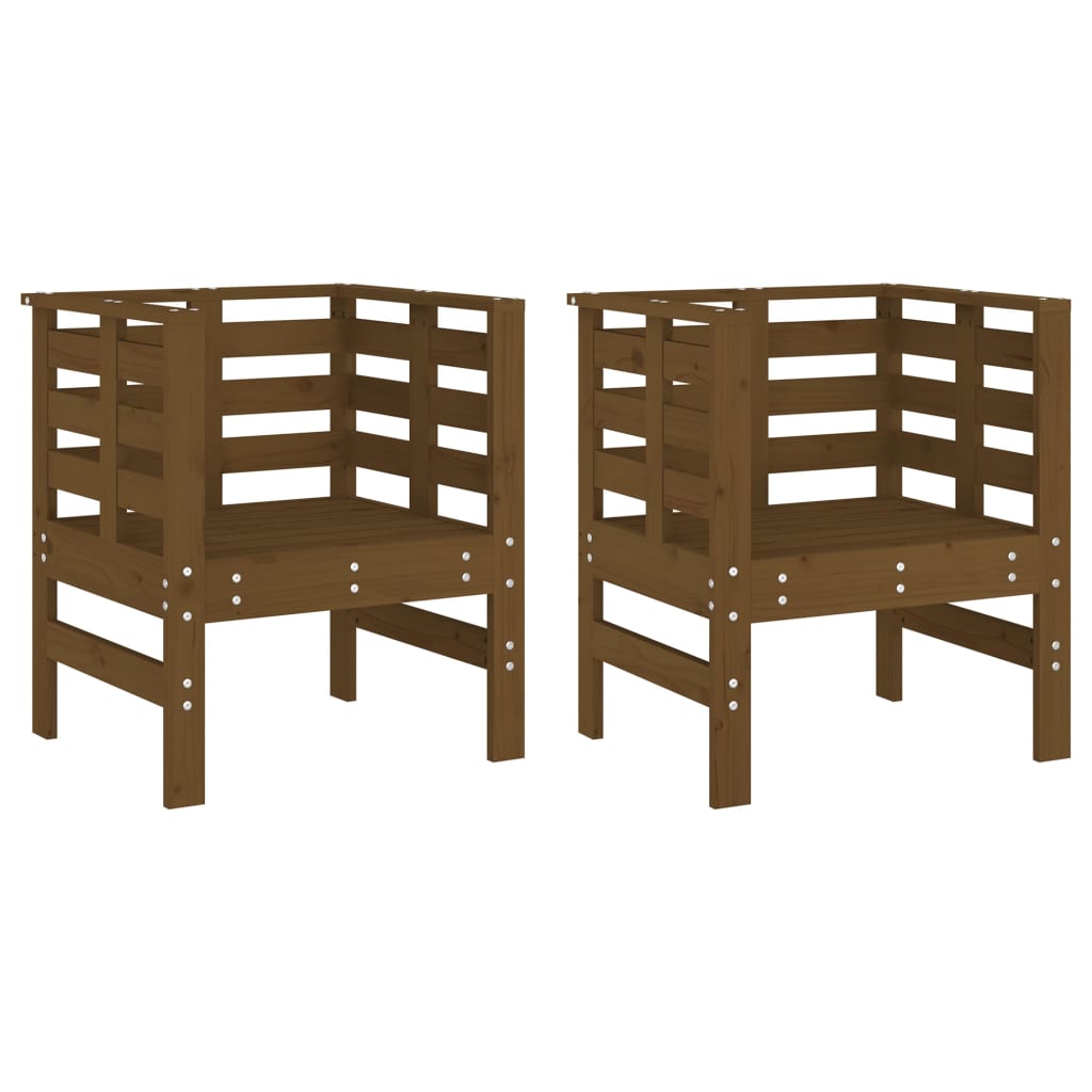 Tuinstoelen 2 st 61,5x53x71 cm massief grenenhout honingbruin is nu te koop bij PeponiXL, paradijselijk wonen!