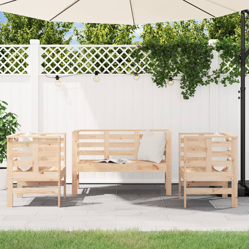3-delige Loungeset massief grenenhout is nu te koop bij PeponiXL, paradijselijk wonen!