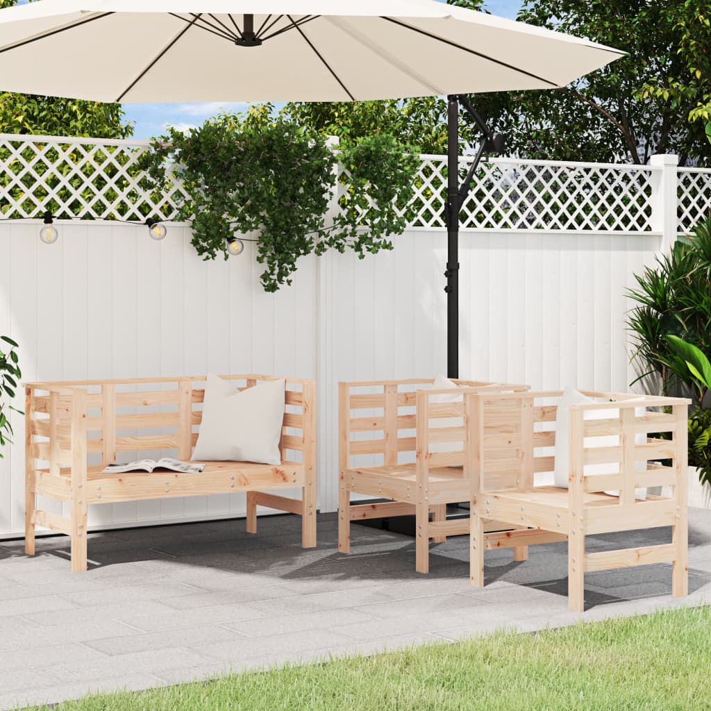 3-delige Loungeset massief grenenhout is nu te koop bij PeponiXL, paradijselijk wonen!