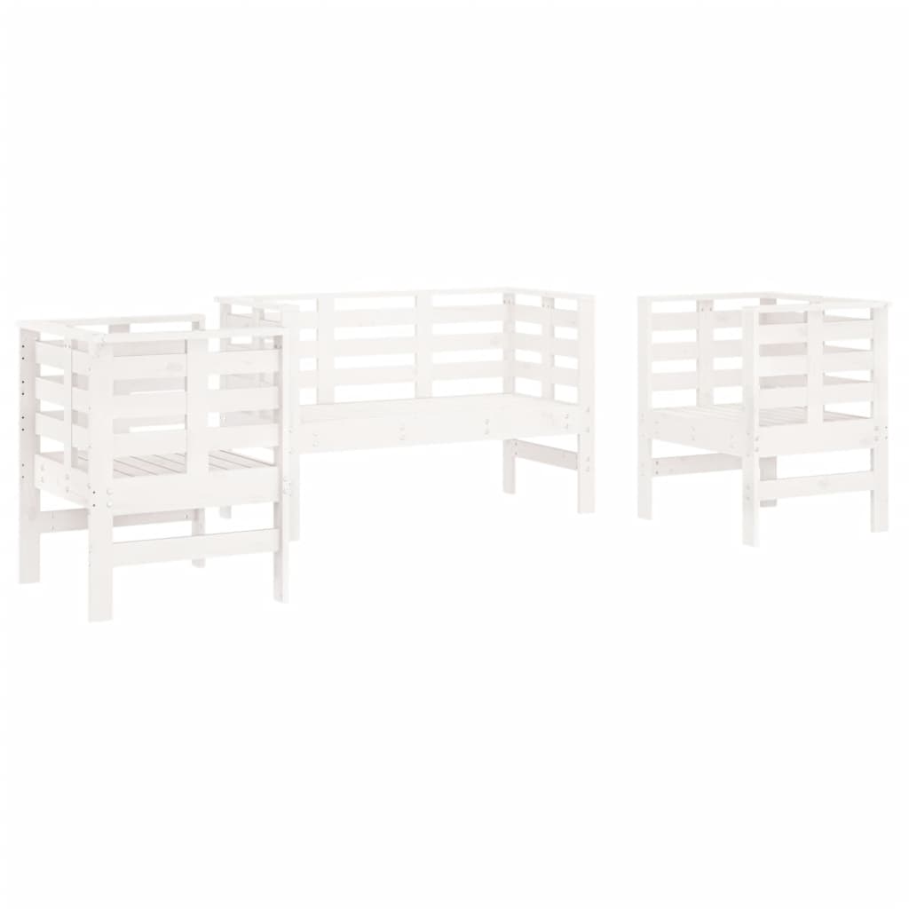 3-delige Loungeset massief grenenhout wit is nu te koop bij PeponiXL, paradijselijk wonen!