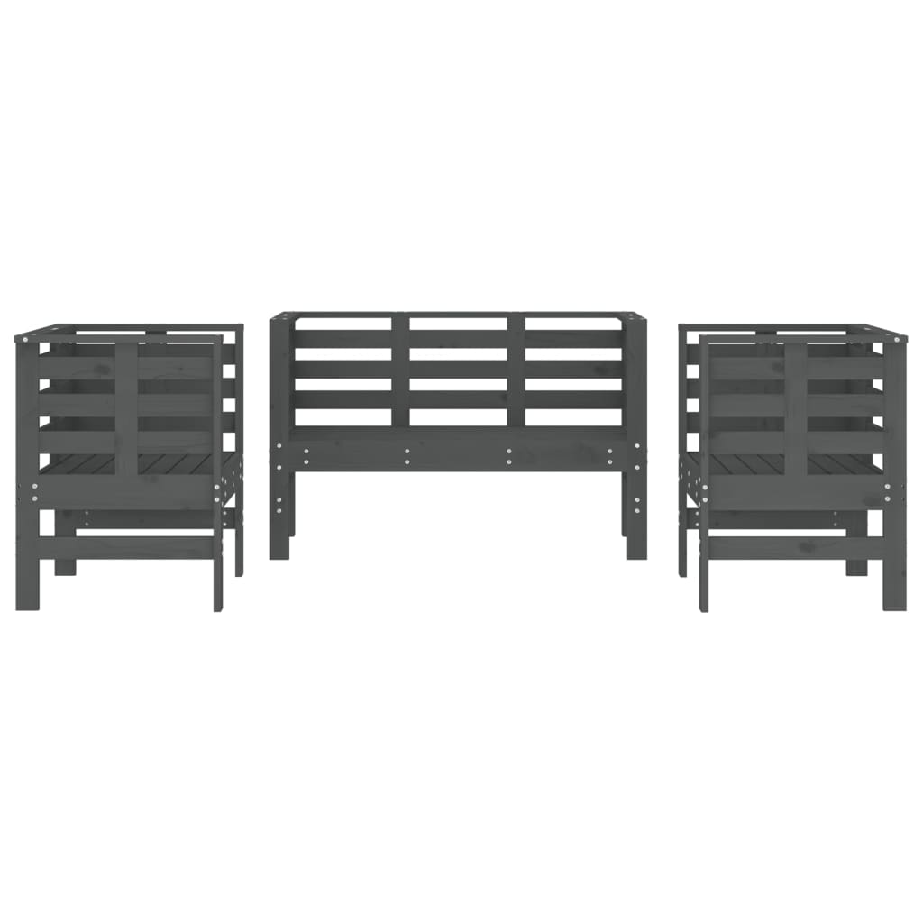 3-delige Loungeset massief grenenhout grijs is nu te koop bij PeponiXL, paradijselijk wonen!