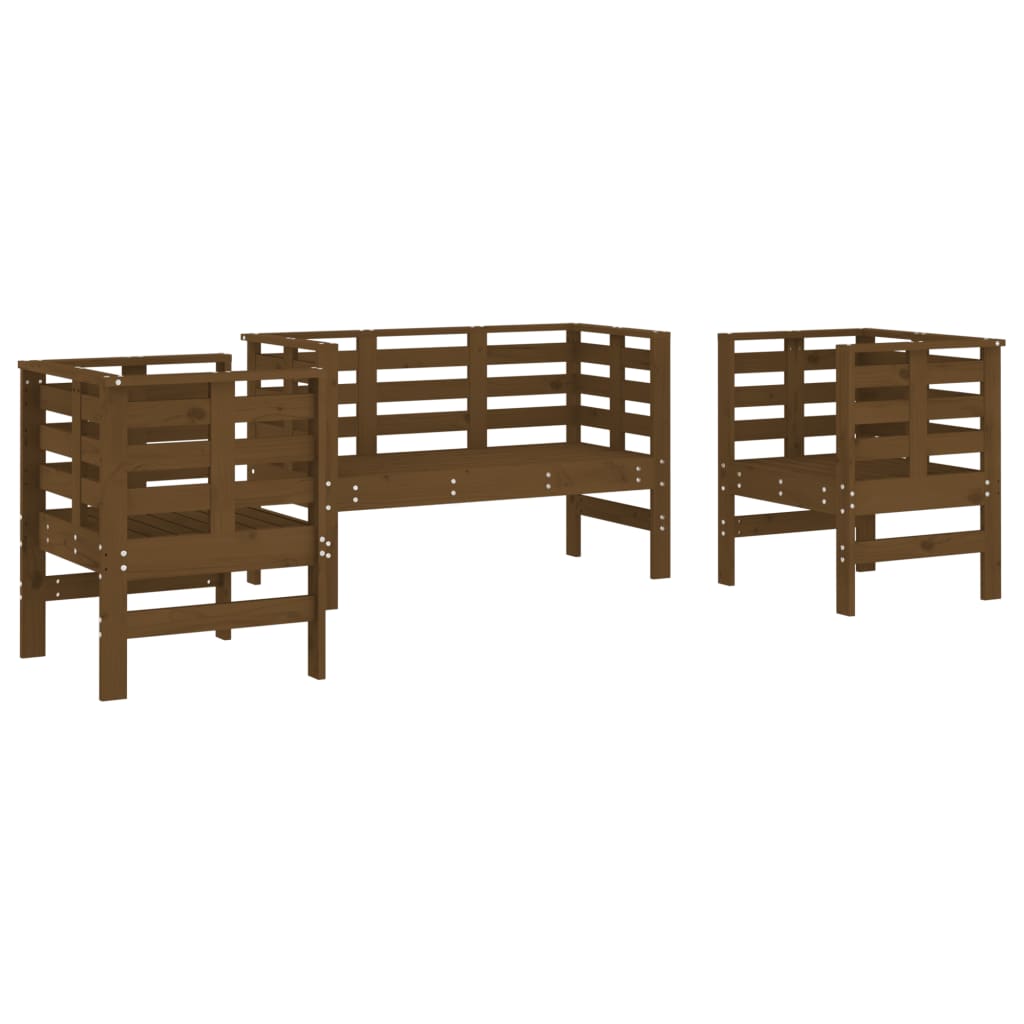 3-delige Loungeset massief grenenhout honingbruin is nu te koop bij PeponiXL, paradijselijk wonen!