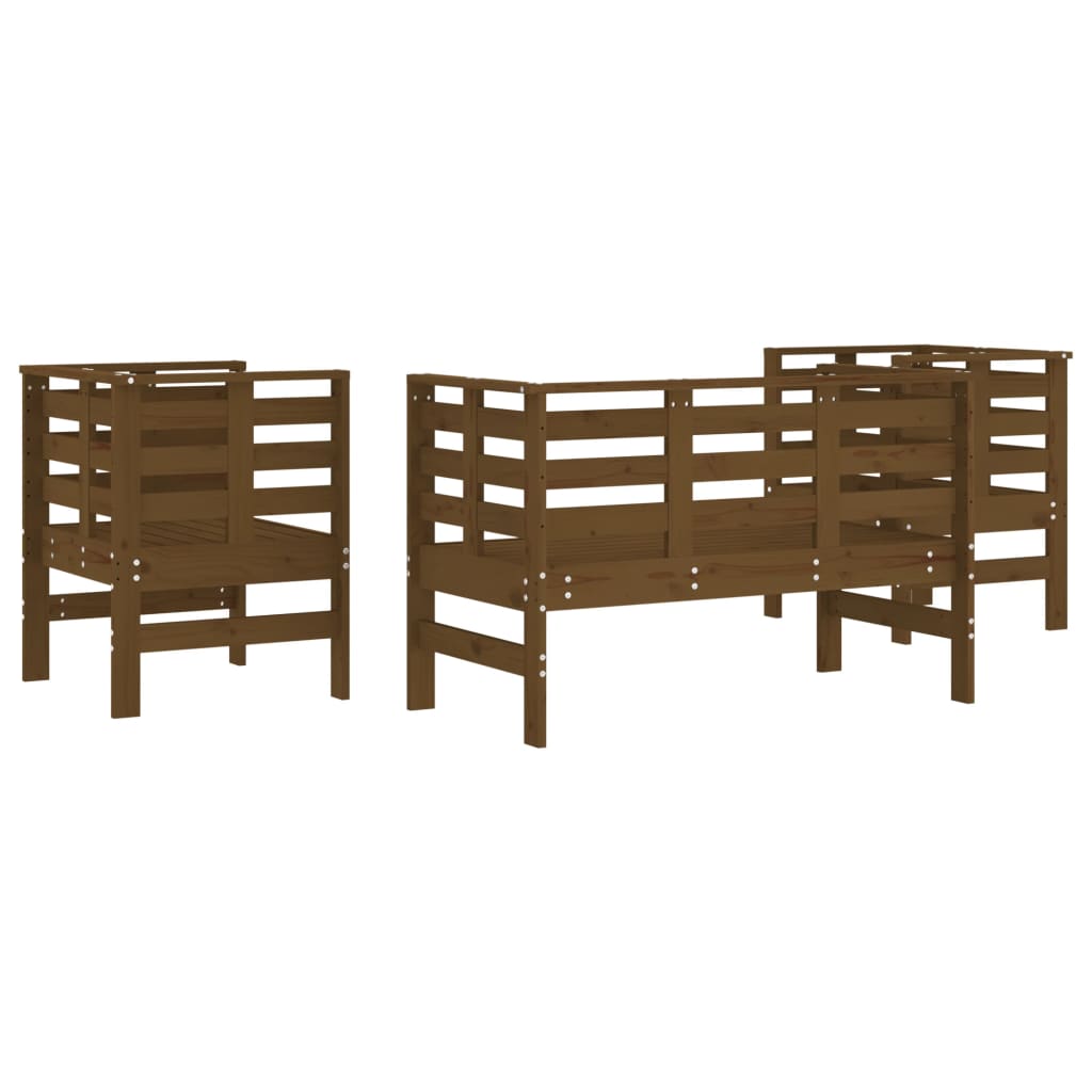 3-delige Loungeset massief grenenhout honingbruin is nu te koop bij PeponiXL, paradijselijk wonen!