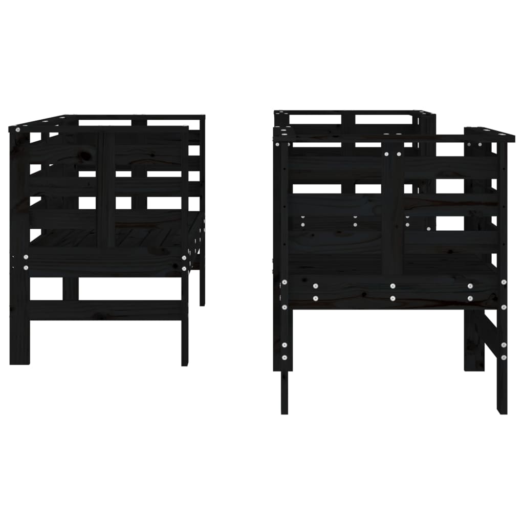 3-delige Loungeset massief grenenhout zwart is nu te koop bij PeponiXL, paradijselijk wonen!