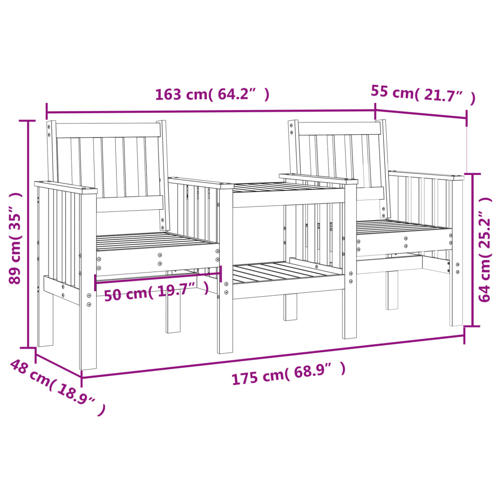 Tuinbank met tafel 2-zits massief grenenhout is nu te koop bij PeponiXL, paradijselijk wonen!