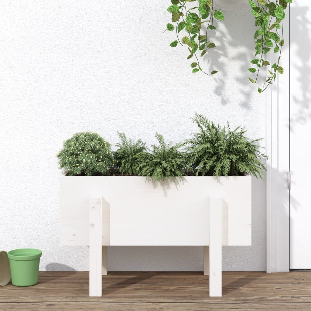 Plantenbak 62x30x38 cm massief grenenhout wit is nu te koop bij PeponiXL, paradijselijk wonen!