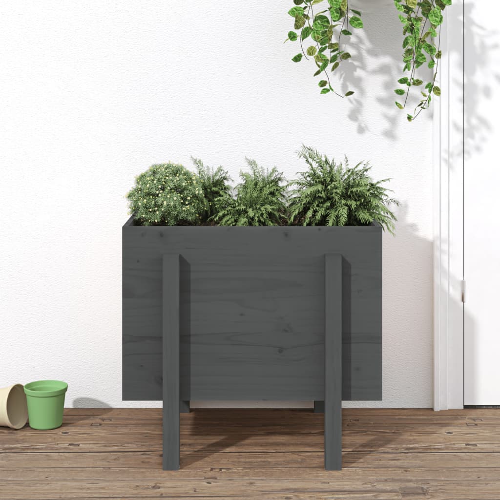Plantenbak 62x50x57 cm massief grenenhout grijs is nu te koop bij PeponiXL, paradijselijk wonen!