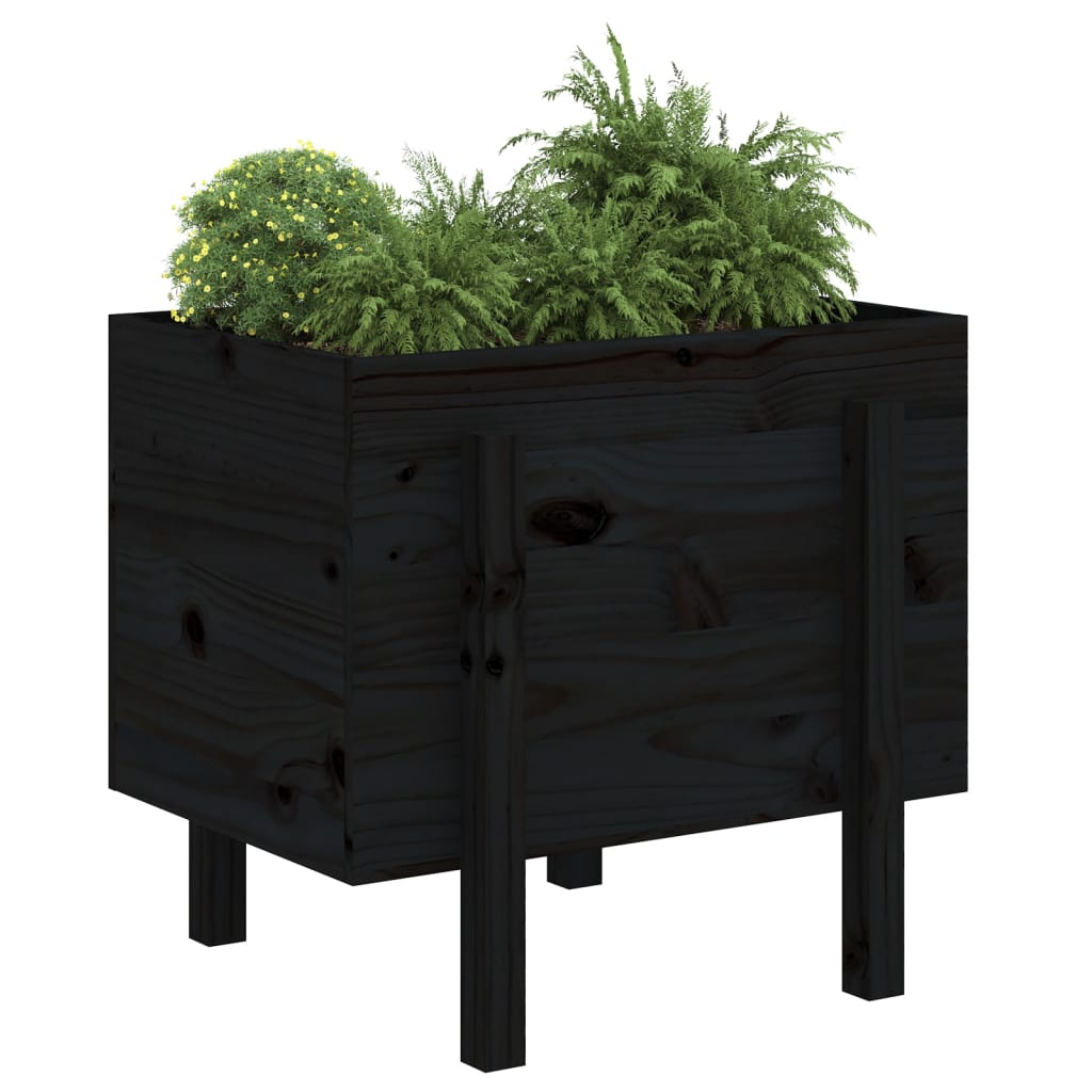 Plantenbak 62x50x57 cm massief grenenhout zwart is nu te koop bij PeponiXL, paradijselijk wonen!