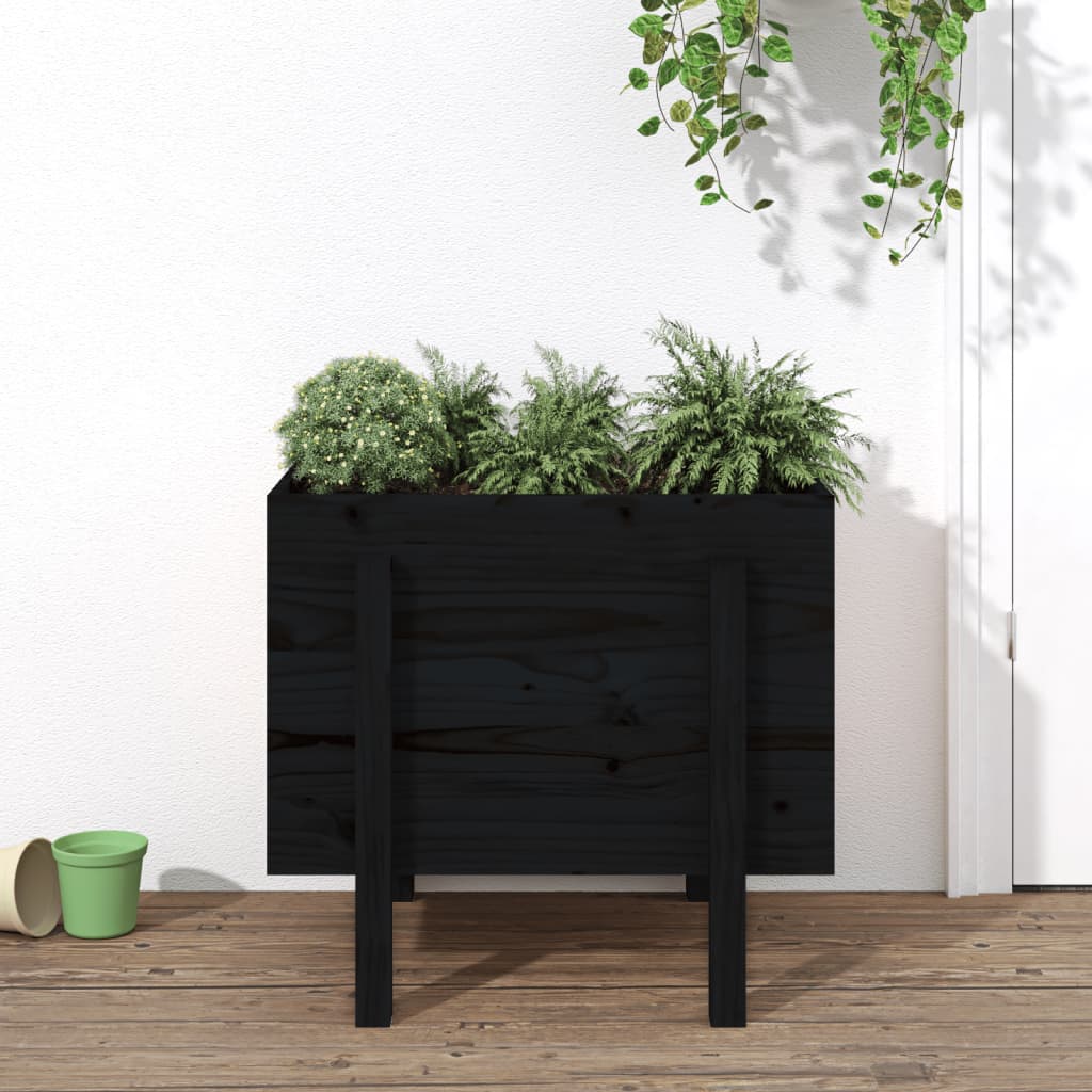 Plantenbak 62x50x57 cm massief grenenhout zwart is nu te koop bij PeponiXL, paradijselijk wonen!