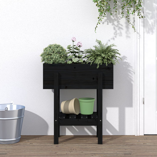 Plantenbak 62x30x69 cm massief grenenhout zwart is nu te koop bij PeponiXL, paradijselijk wonen!