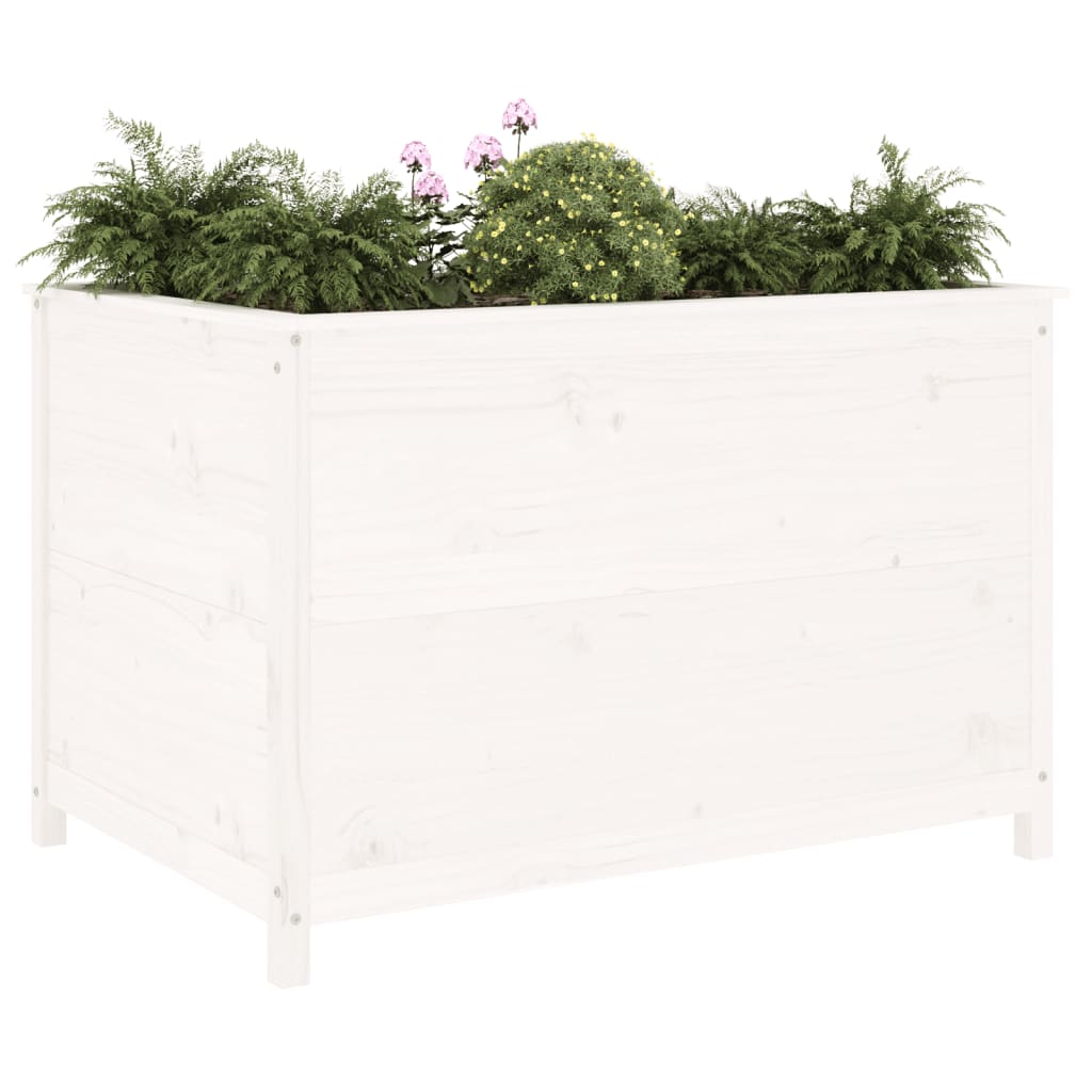 Plantenbak verhoogd 119,5x82,5x78 cm massief grenenhout wit is nu te koop bij PeponiXL, paradijselijk wonen!