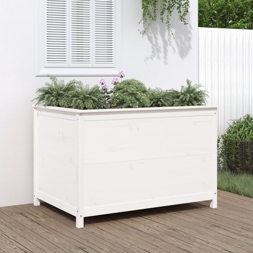 Plantenbak verhoogd 119,5x82,5x78 cm massief grenenhout wit is nu te koop bij PeponiXL, paradijselijk wonen!