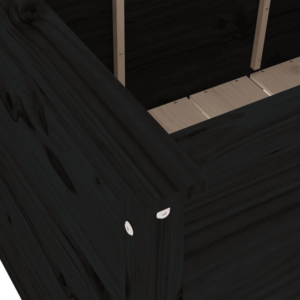 Plantenbak verhoogd 119,5x82,5x78 cm massief grenenhout zwart is nu te koop bij PeponiXL, paradijselijk wonen!