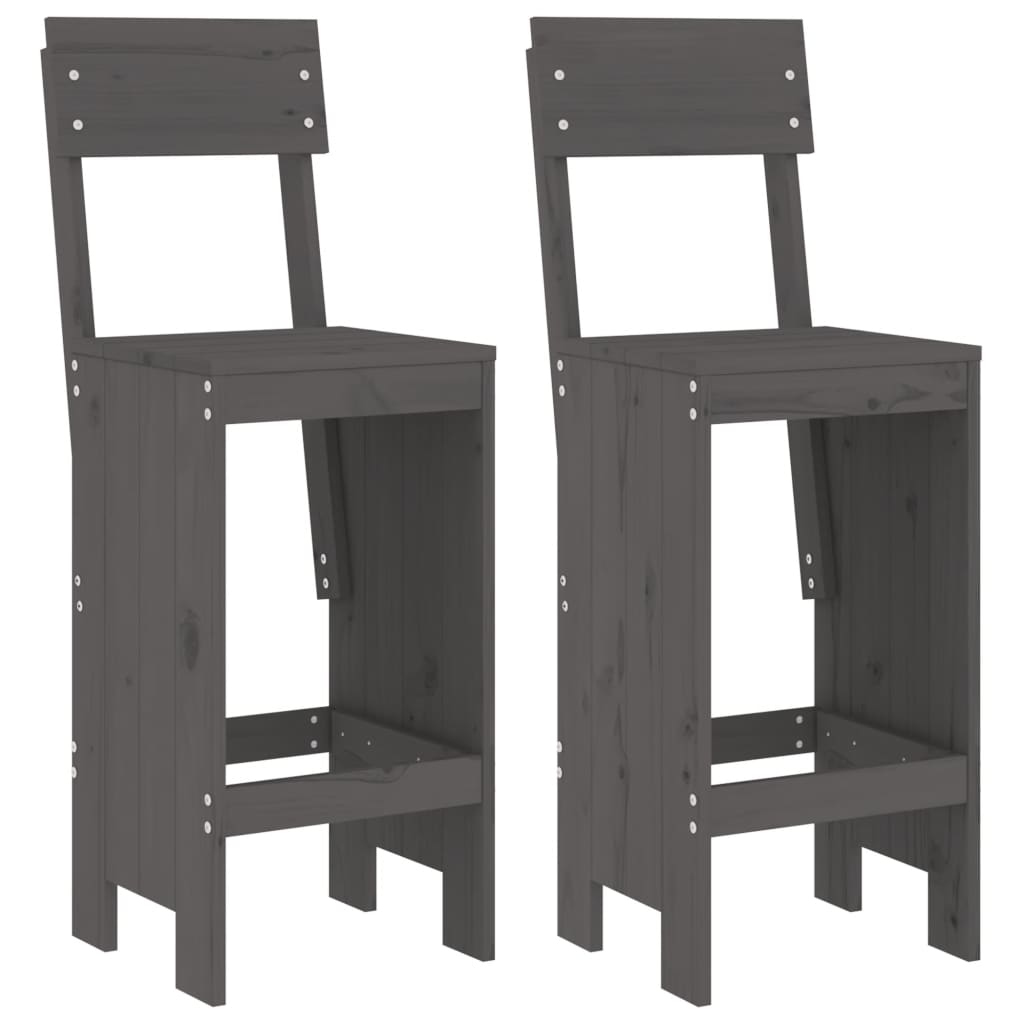 Barkrukken 2 st 40x48,5x115,5 cm massief grenenhout grijs is nu te koop bij PeponiXL, paradijselijk wonen!