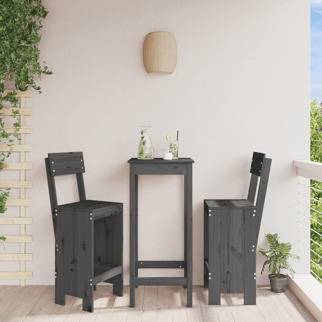 Barkrukken 2 st 40x48,5x115,5 cm massief grenenhout grijs is nu te koop bij PeponiXL, paradijselijk wonen!