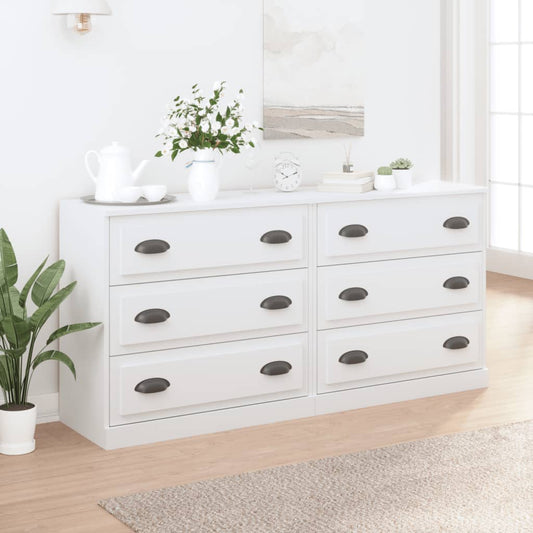 Dressoirs 2 st bewerkt hout wit is nu te koop bij PeponiXL, paradijselijk wonen!