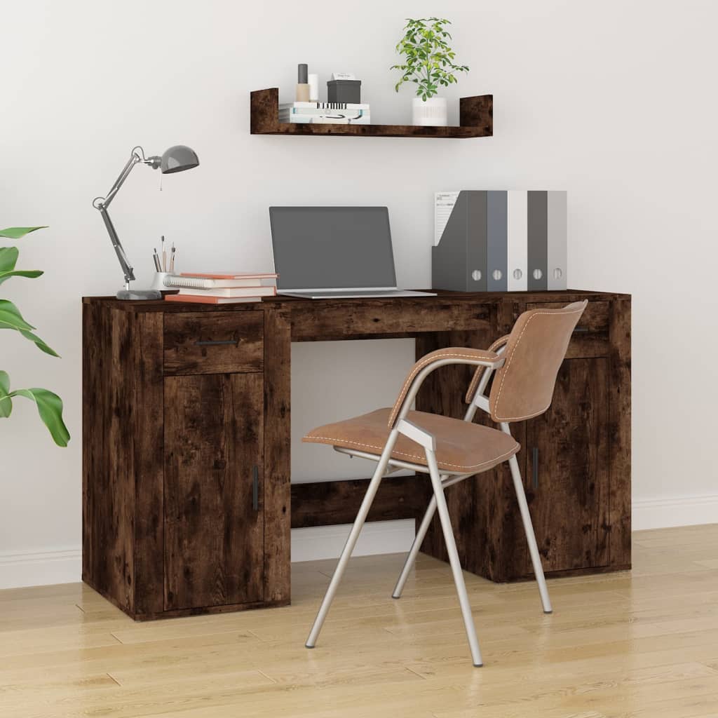 Bureau met kast bewerkt hout gerookt eikenkleurig is nu te koop bij PeponiXL, paradijselijk wonen!