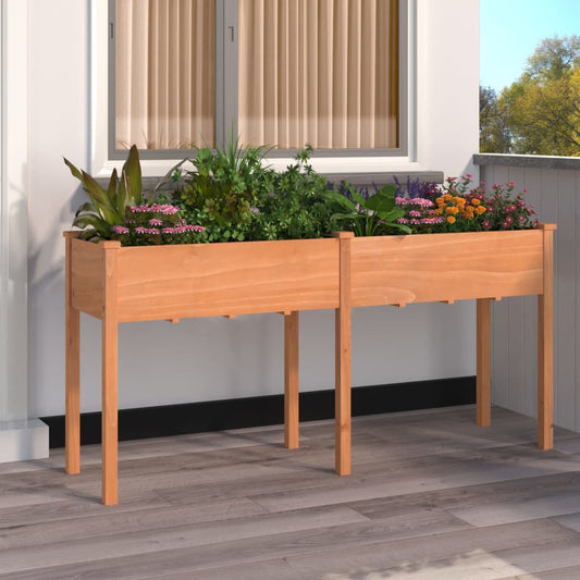 Plantenbak met voering 161x45x76 cm massief vurenhout bruin is nu te koop bij PeponiXL, paradijselijk wonen!