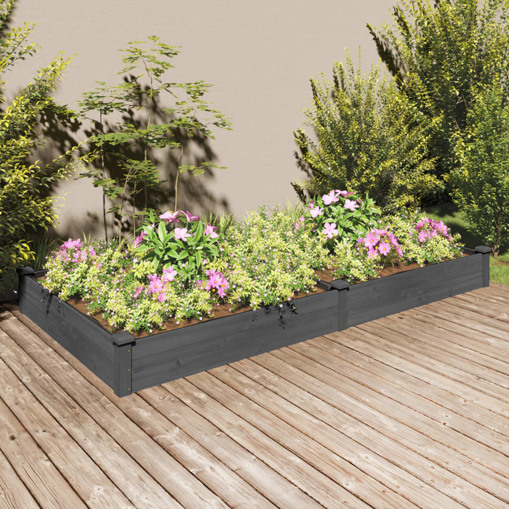 Plantenbak verhoogd met voering 240x120x25 cm vurenhout grijs is nu te koop bij PeponiXL, paradijselijk wonen!