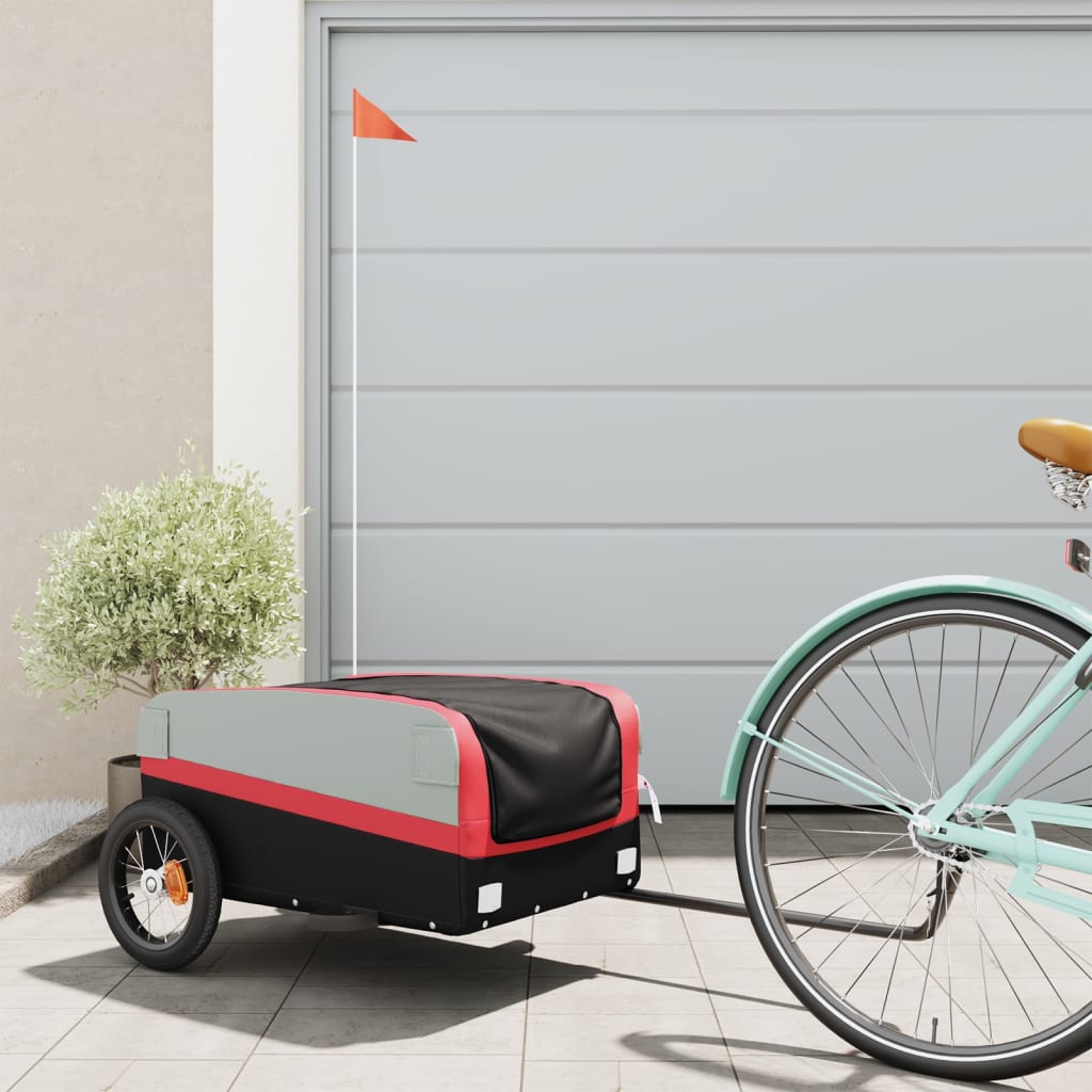 Fietstrailer 30 kg ijzer zwart en rood is nu te koop bij PeponiXL, paradijselijk wonen!