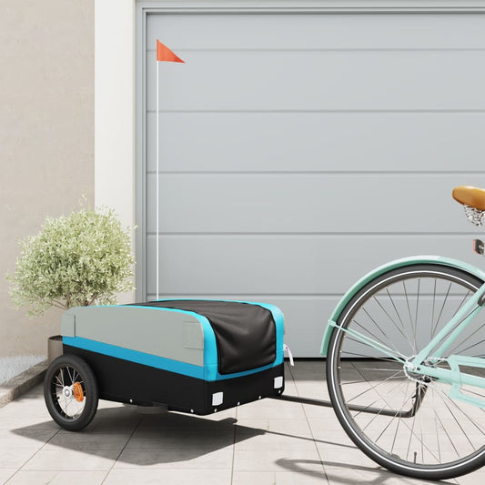 Fietstrailer 30 kg ijzer zwart en blauw is nu te koop bij PeponiXL, paradijselijk wonen!