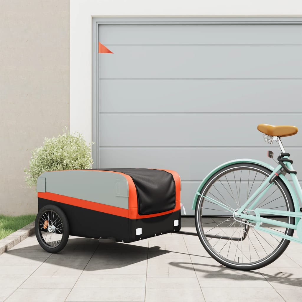 Fietstrailer 45 kg ijzer zwart en oranje is nu te koop bij PeponiXL, paradijselijk wonen!