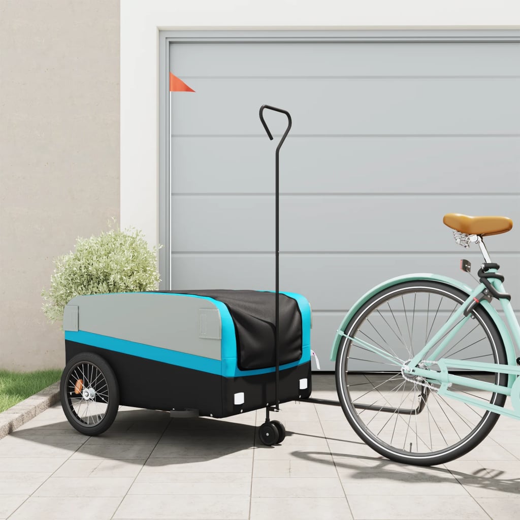 Fietstrailer 45 kg ijzer zwart en blauw is nu te koop bij PeponiXL, paradijselijk wonen!