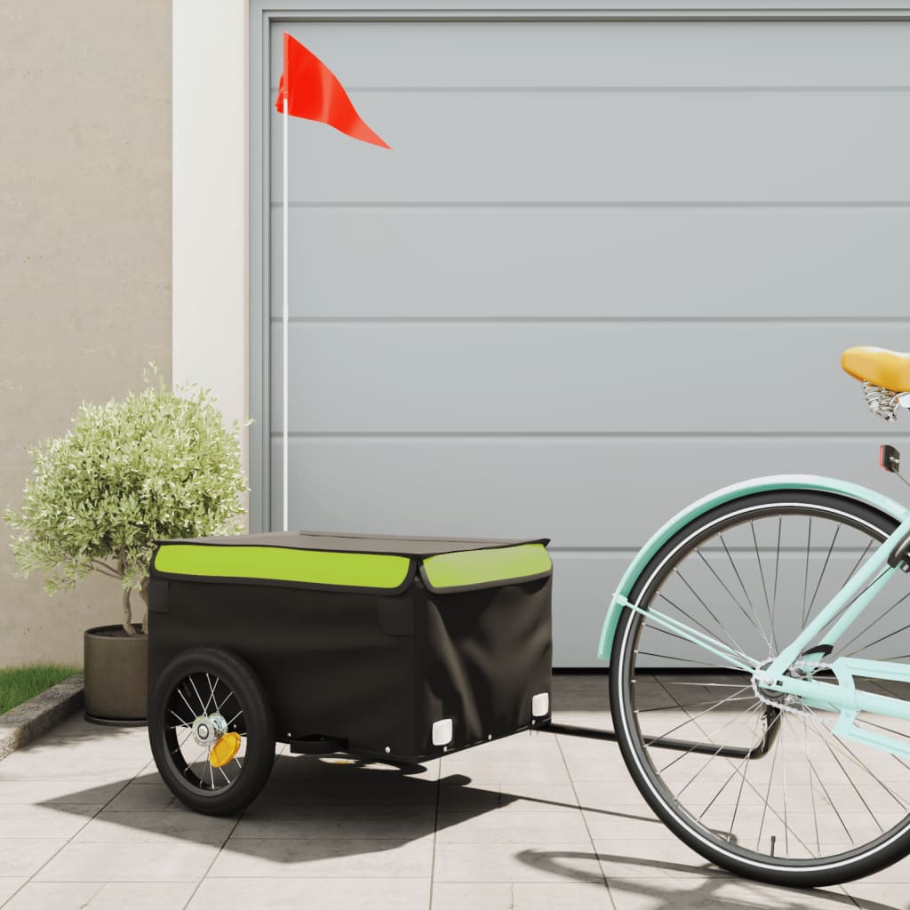 Fietstrailer 30 kg ijzer zwart en groen is nu te koop bij PeponiXL, paradijselijk wonen!