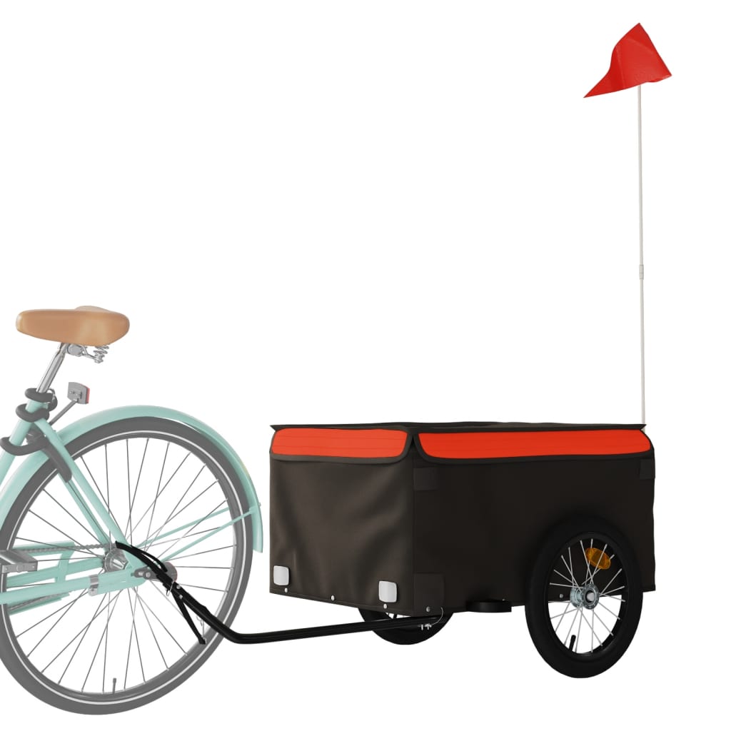 Fietstrailer 45 kg ijzer zwart en oranje is nu te koop bij PeponiXL, paradijselijk wonen!