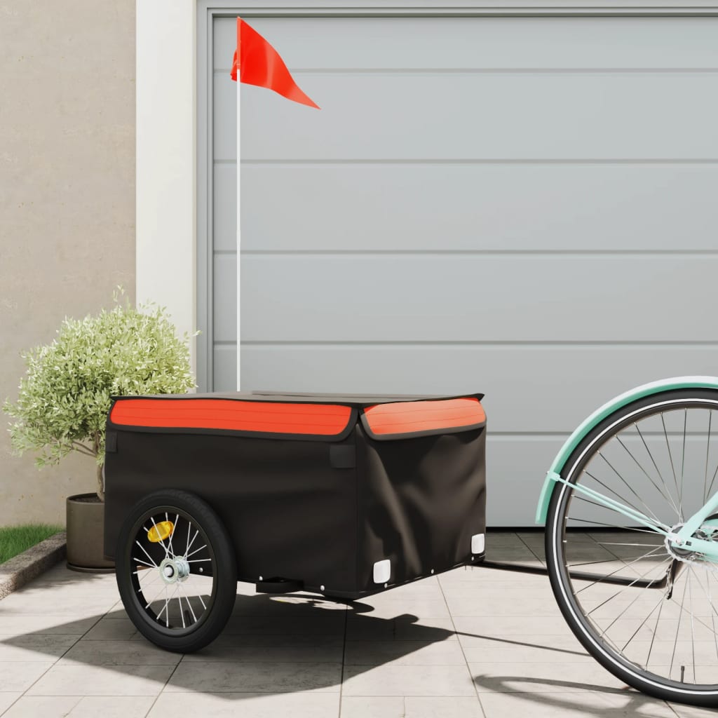 Fietstrailer 45 kg ijzer zwart en oranje is nu te koop bij PeponiXL, paradijselijk wonen!