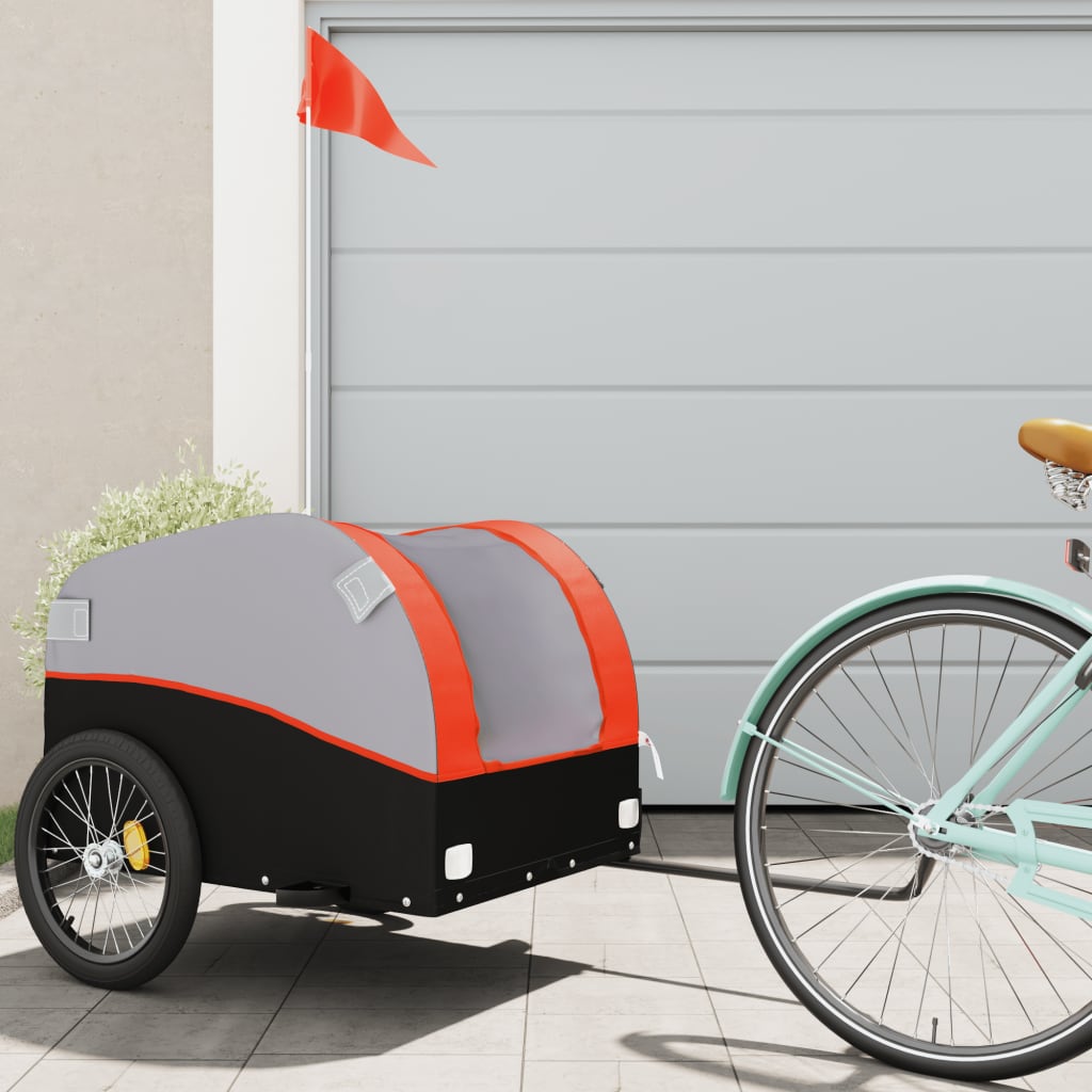 Fietstrailer 45 kg ijzer zwart en oranje is nu te koop bij PeponiXL, paradijselijk wonen!