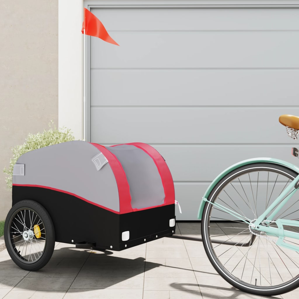 Fietstrailer 45 kg ijzer zwart en rood is nu te koop bij PeponiXL, paradijselijk wonen!