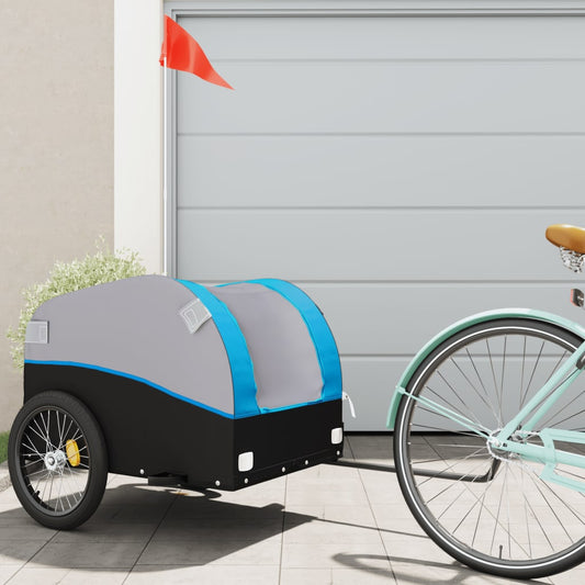 Fietstrailer 45 kg ijzer zwart en blauw is nu te koop bij PeponiXL, paradijselijk wonen!