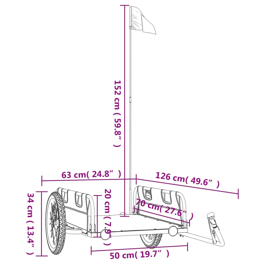 Fietstrailer oxford stof en ijzer grijs is nu te koop bij PeponiXL, paradijselijk wonen!