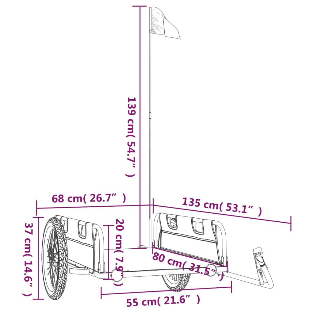 Fietstrailer oxford stof en ijzer rood is nu te koop bij PeponiXL, paradijselijk wonen!