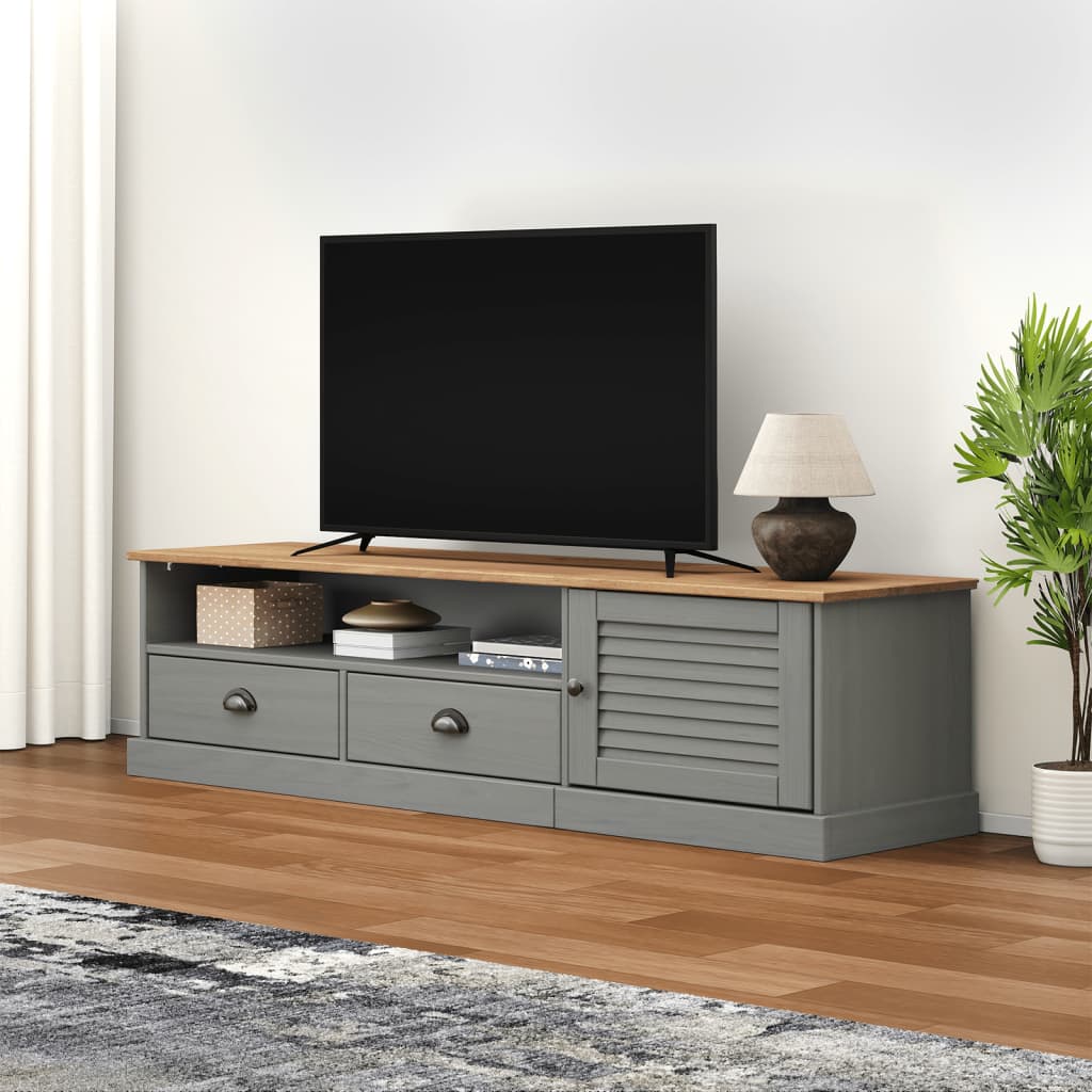 Tv-meubel VIGO 156x40x40 cm massief grenenhout grijs is nu te koop bij PeponiXL, paradijselijk wonen!