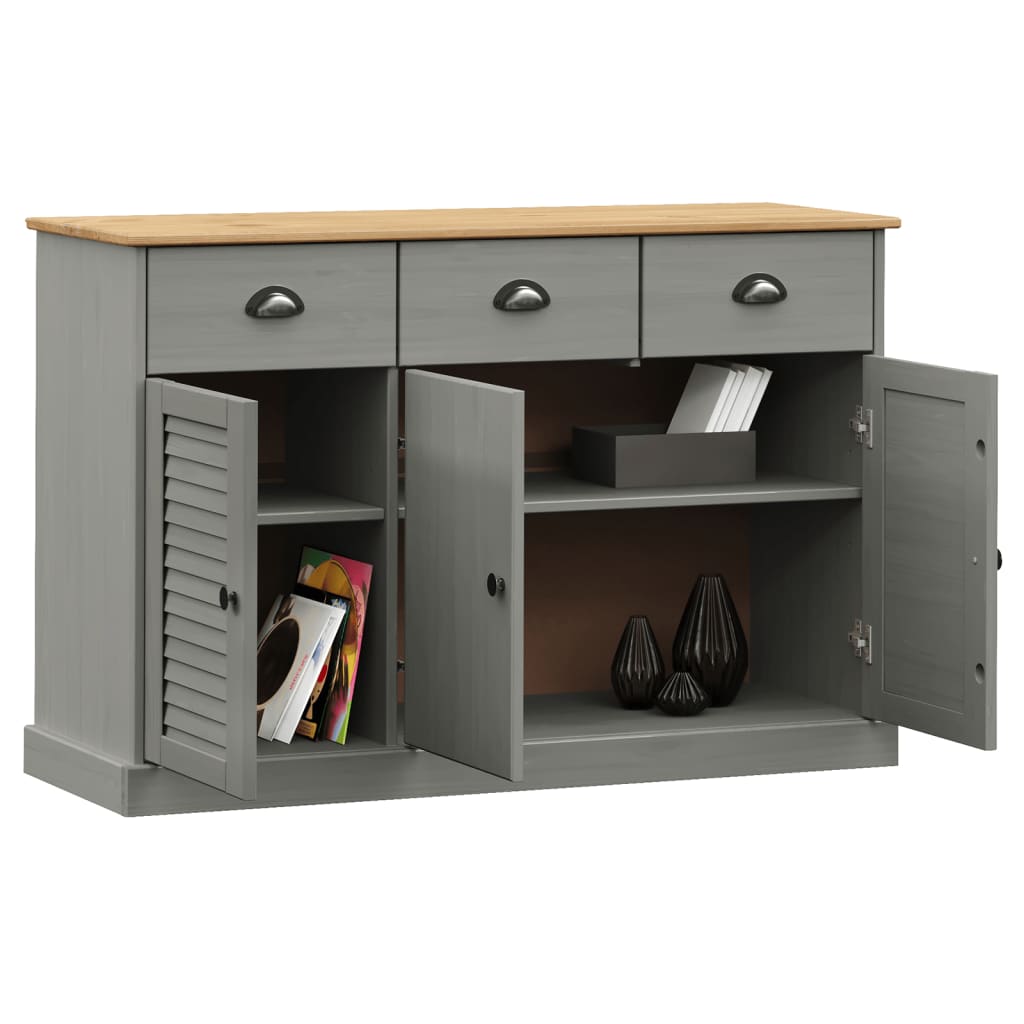 Dressoir met lades VIGO 113x40x75 cm massief grenenhout grijs is nu te koop bij PeponiXL, paradijselijk wonen!