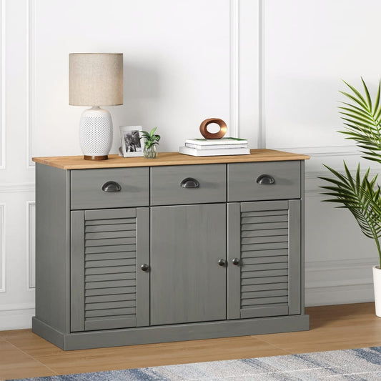 Dressoir met lades VIGO 113x40x75 cm massief grenenhout grijs is nu te koop bij PeponiXL, paradijselijk wonen!