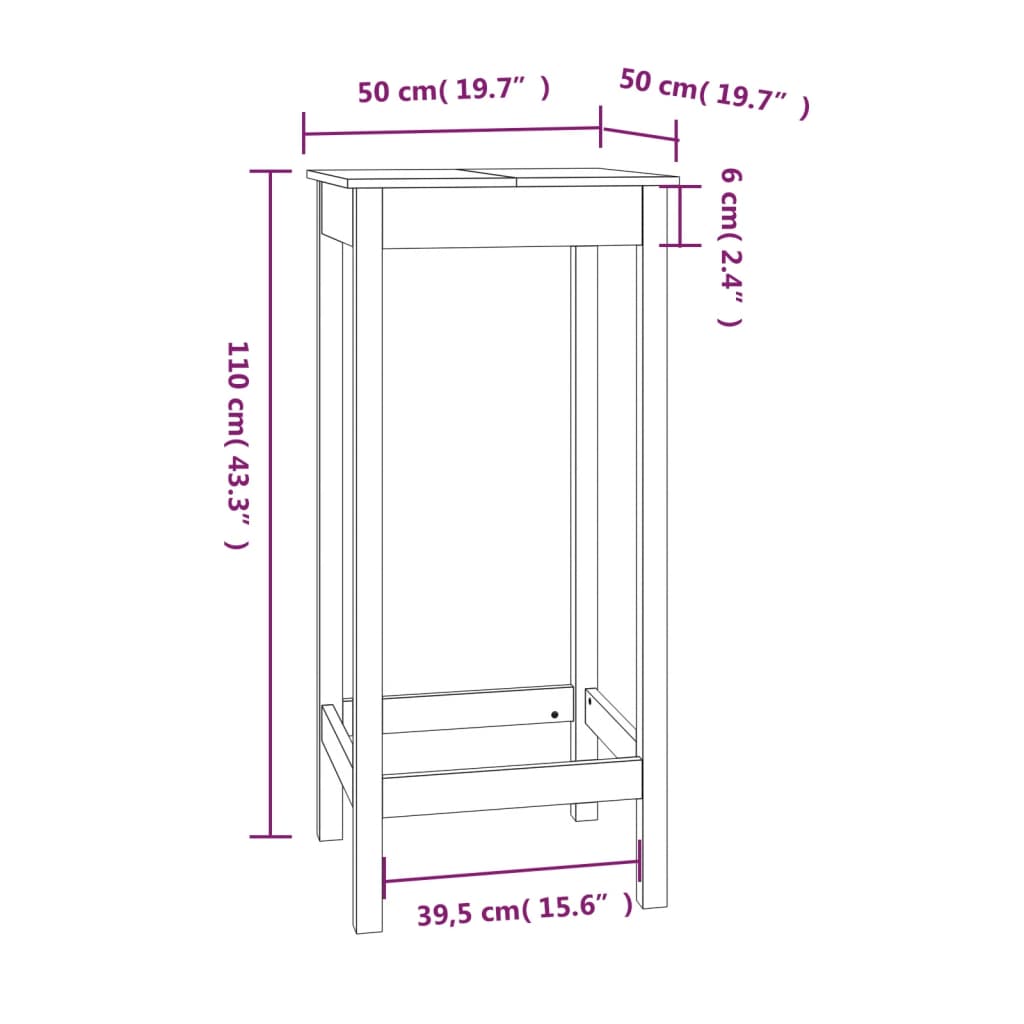 Bartafel 50x50x110 cm massief grenenhout is nu te koop bij PeponiXL, paradijselijk wonen!