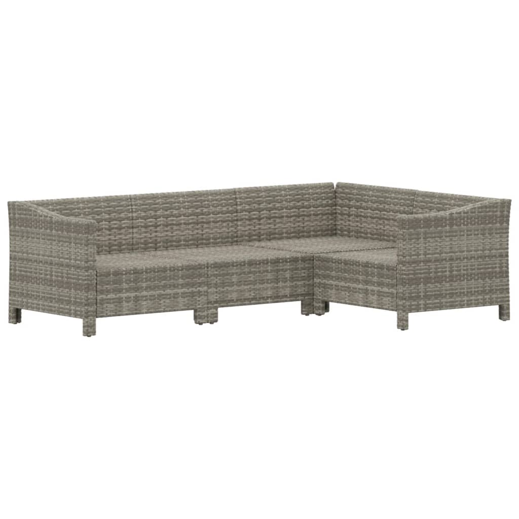 4-delige Loungeset met kussens poly rattan grijs is nu te koop bij PeponiXL, paradijselijk wonen!