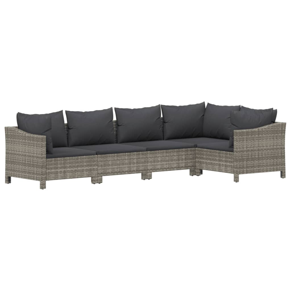 5-delige Loungeset met kussens poly rattan grijs is nu te koop bij PeponiXL, paradijselijk wonen!