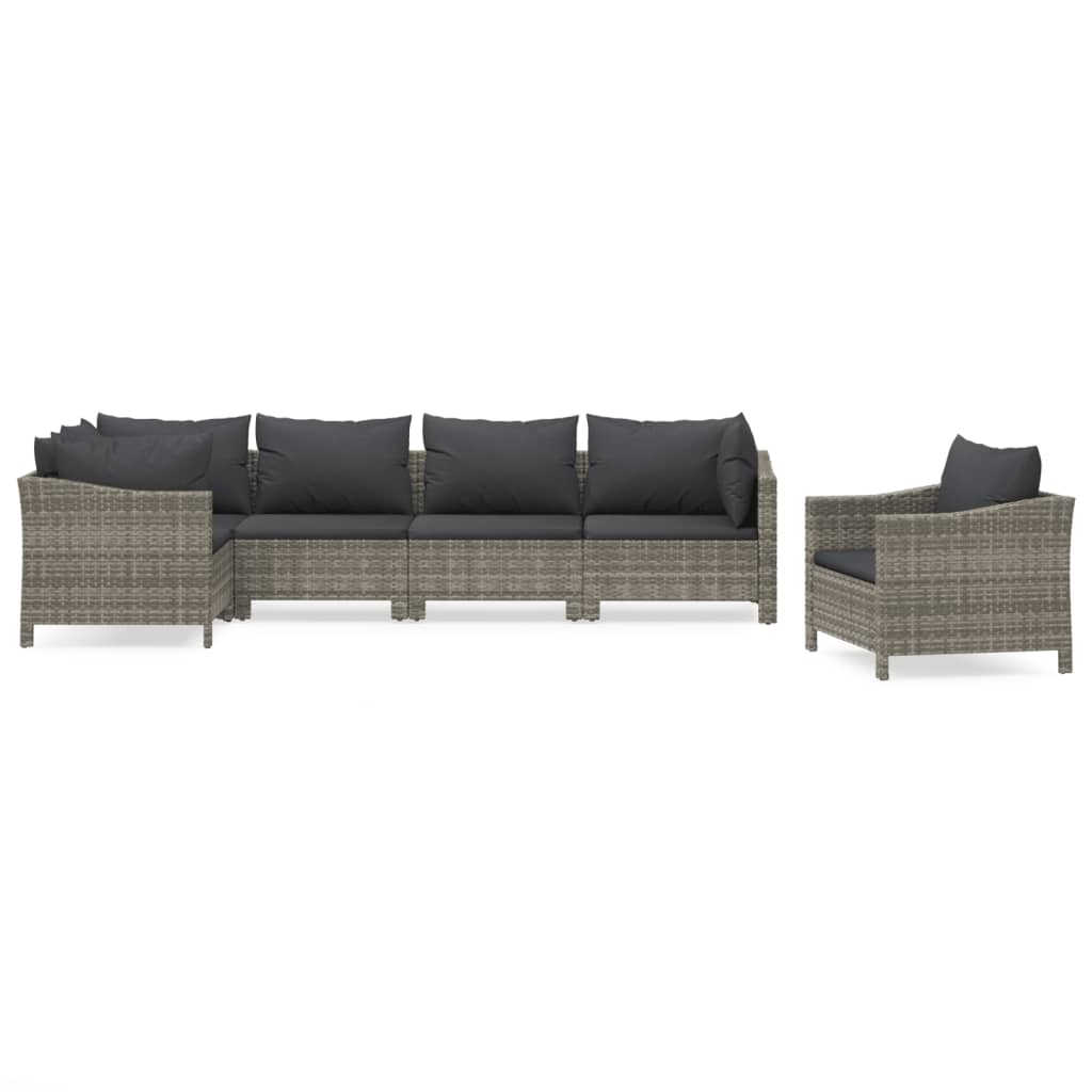 6-delige Loungeset met kussens poly rattan grijs is nu te koop bij PeponiXL, paradijselijk wonen!